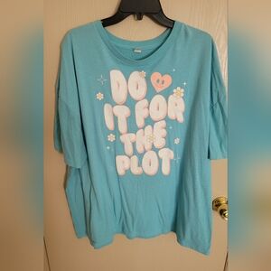 Blue plus size T shirt do it for the plot women's size XXL